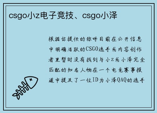 csgo小z电子竞技、csgo小泽